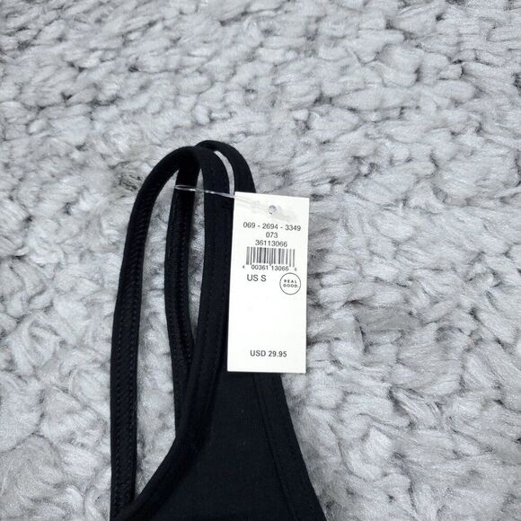 Aerie Cotton High Neck Longline Bralette Real Good Black Unlined Size Small - Picture 3 of 4